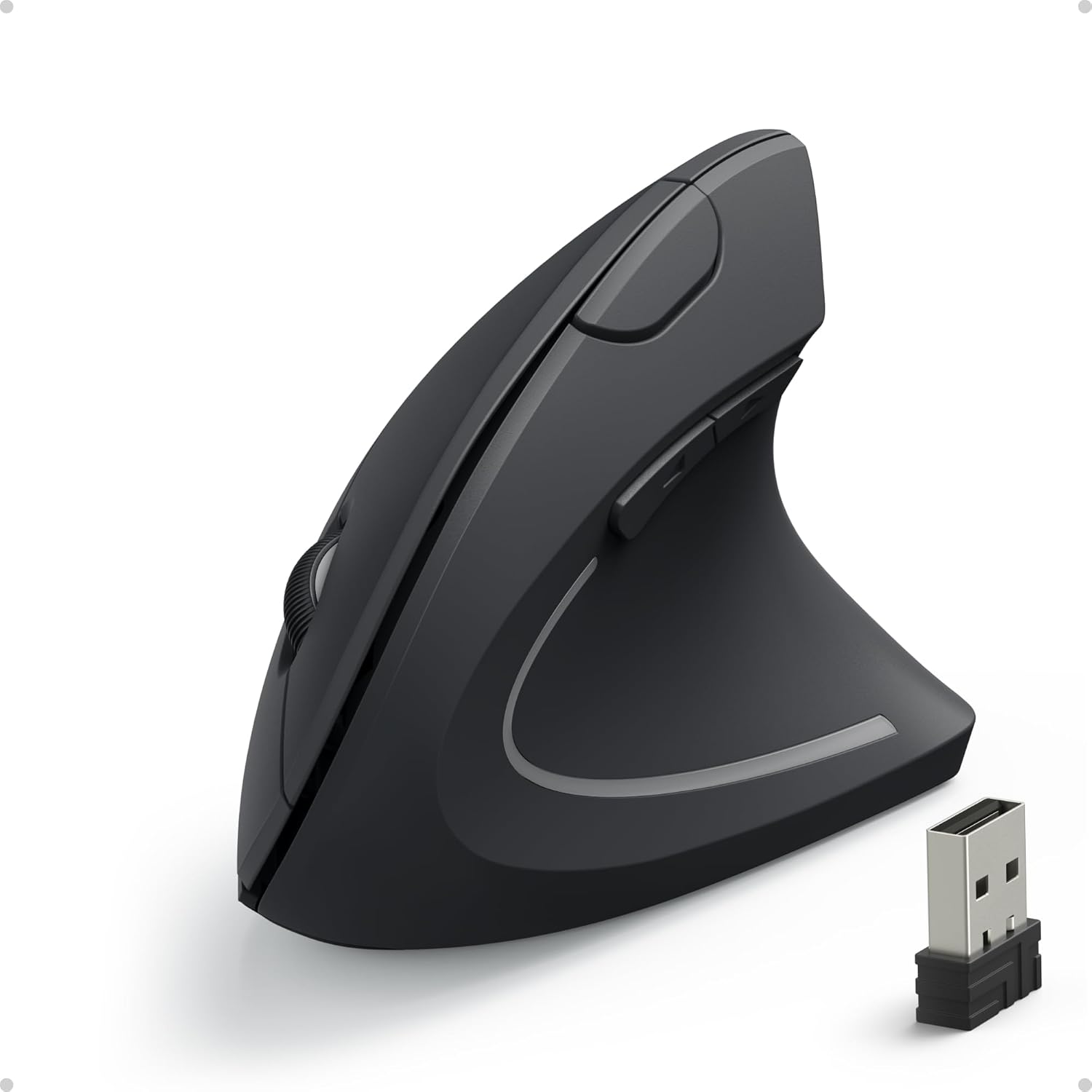 Souris ergonomique verticale Anker sans fil noire pour soulager le poignet